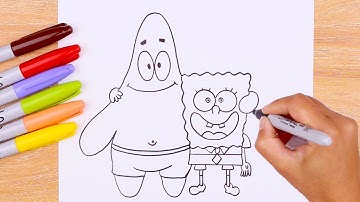 How to draw SPONGEBOB and PATRICK STAR using markers (step by step)