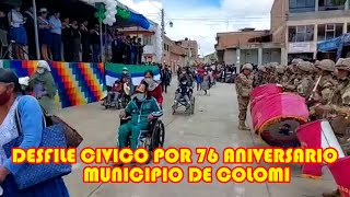 SENADOR LOZA Y GOBERNADOR COCHABAMBA DESFILARON JUNTO ORGANIZACIONES POR 76  ANIVERSARIO DE COLOMI