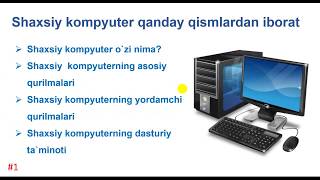 Shaxsiy kompyuter (PC) qanday qismlardan iborat.