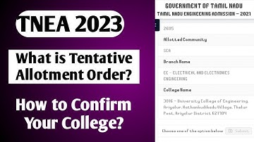 TNEA 2023|What is tentative Allotment order?|How to confirm college?|Vincent Maths|