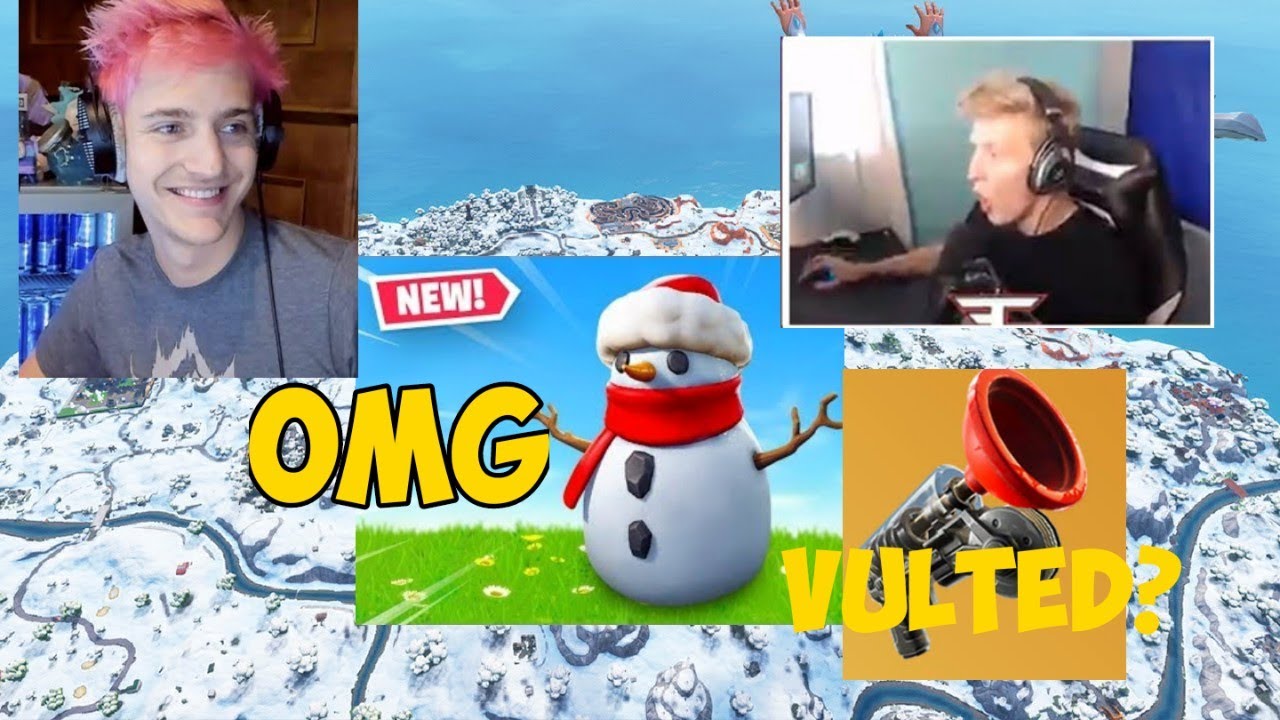 Fortnite new *Sneaky Snowman* reactions of streamers grappler remove?!! Featuring tfue and ninja