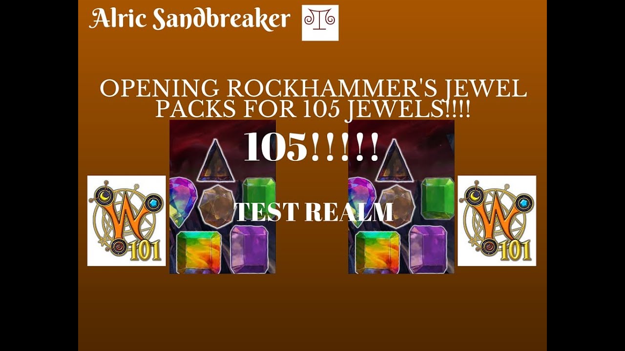 Wizard 101 Test Realm Opening Rockhammer's Jewel Packs for LEVEL 105