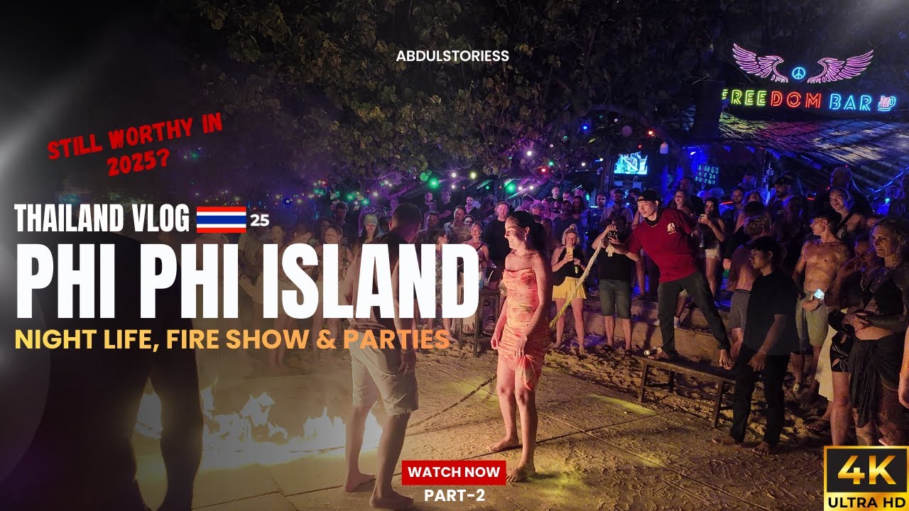 [4K] Phi Phi Island Nightlife & Fire Show | Beach Party Vibes Thailand 2025 (Lofi Music)