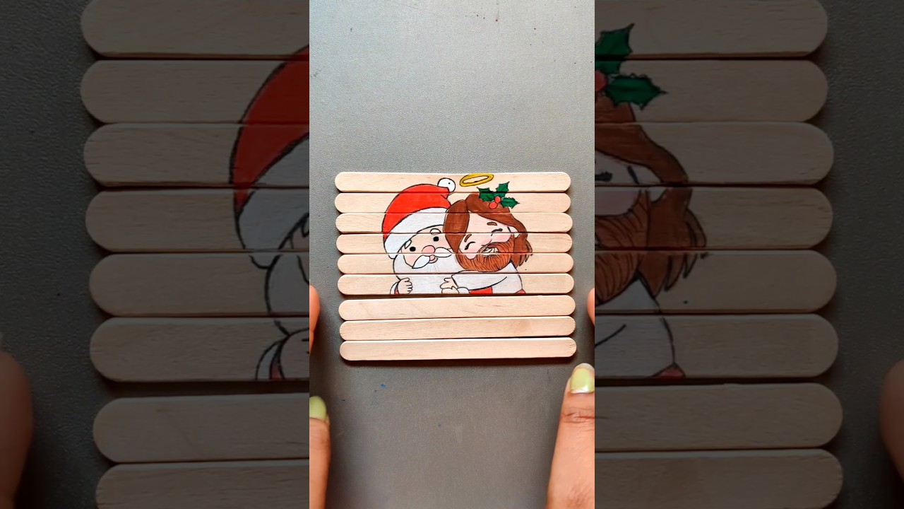 🥰🥳 Jesus Christ and Santa Claus cute moments 😘 #art #painting #shorts