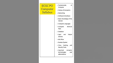 ECGC PO computer awareness syllabus 2025 #shorts #short #ecgcpo