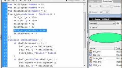 Flash Tutorial 14 Basic Bounce or Ricochet Using Action Script