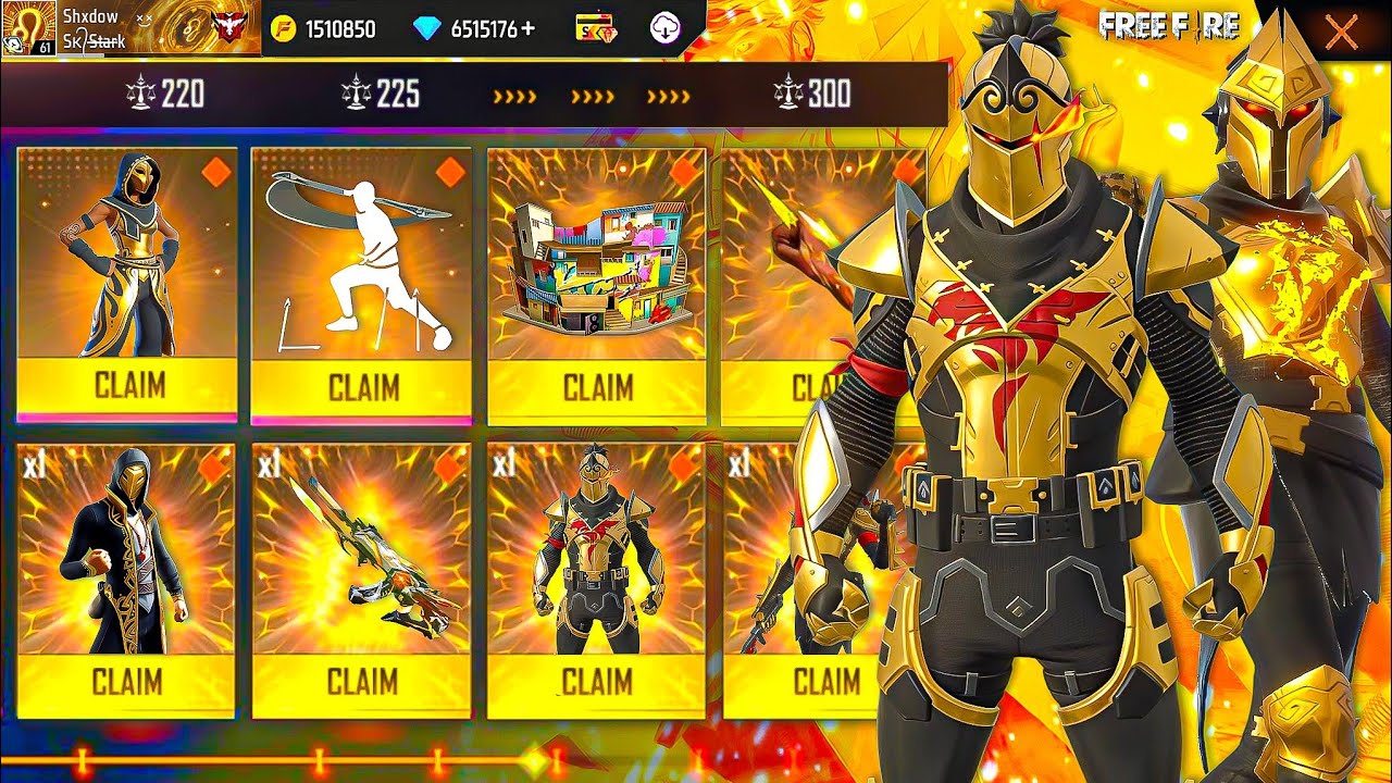 Покупка более 22 000 алмазов, новых наборов Evo, максимальных скинов оружия Evo и Booyah Paas 100...