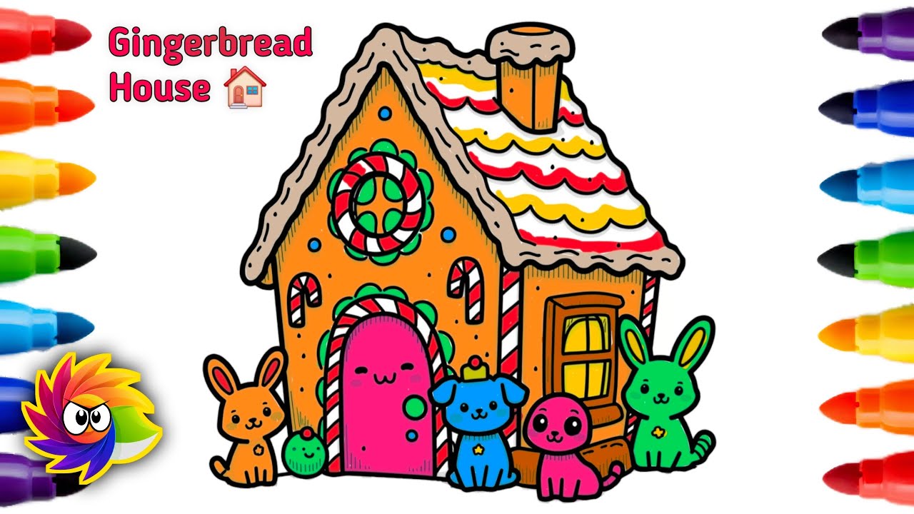 How to Color Gingerbread House | Kids Coloring | Colors Tumble. 