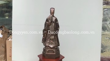Tượng khổng minh - gia cát lượng bằng đồng khảm tam khí 61cm