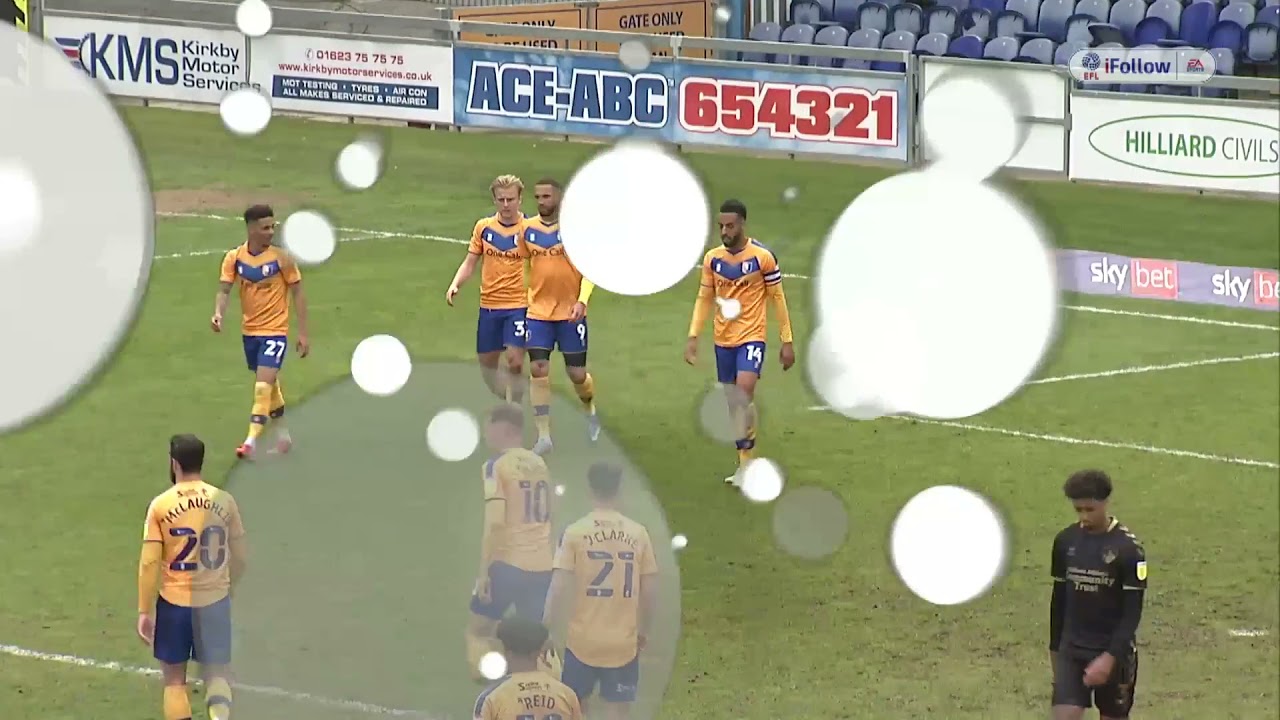 George Lapslie scores the third goal against Oldham