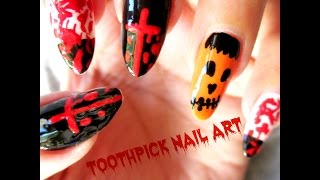 Toothpick Nail Art  3 Easy Halloween Nail Art Designs Using A Toothpick  halloween Nails
