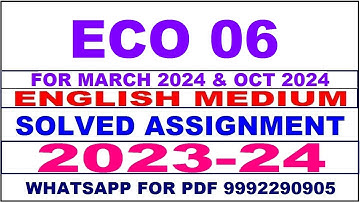eco 06 solved assignment 2023-24 | eco 6 solved assignment in english 2024 | eco 6 2024