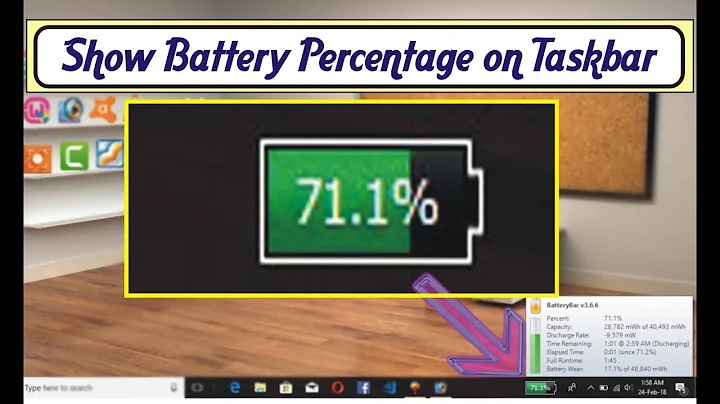 Show Laptop's Battery Percentage on Taskbar