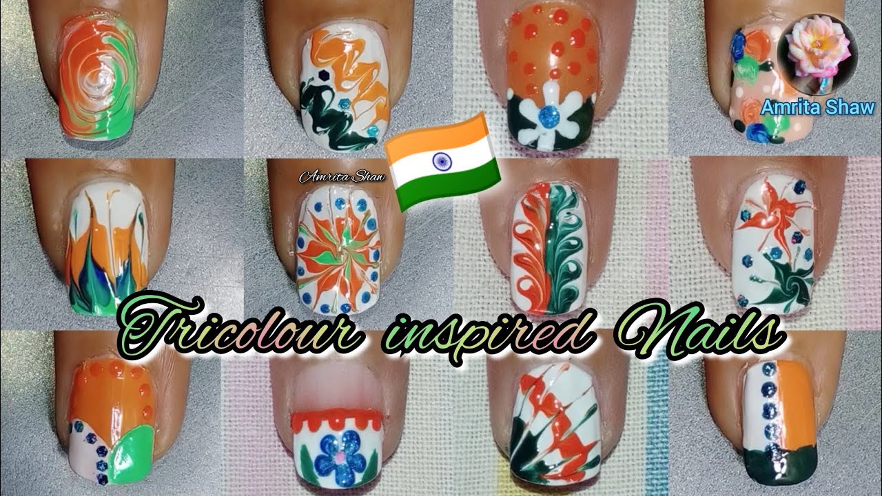 Tiranga | Fruit nail art, Nail art designs videos, Indian nails