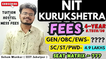 NIT Kurukshetra FEES Structure (4 Year - UG/B.Tech) | Tuition+ Hostel+ Mess Fees & Seat Matrix 2025!