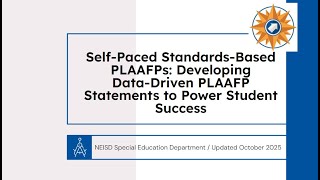Self-Paced SBIEP PLAAFPs: Developing Data-Driven PLAAFP Statements to Power Student Success