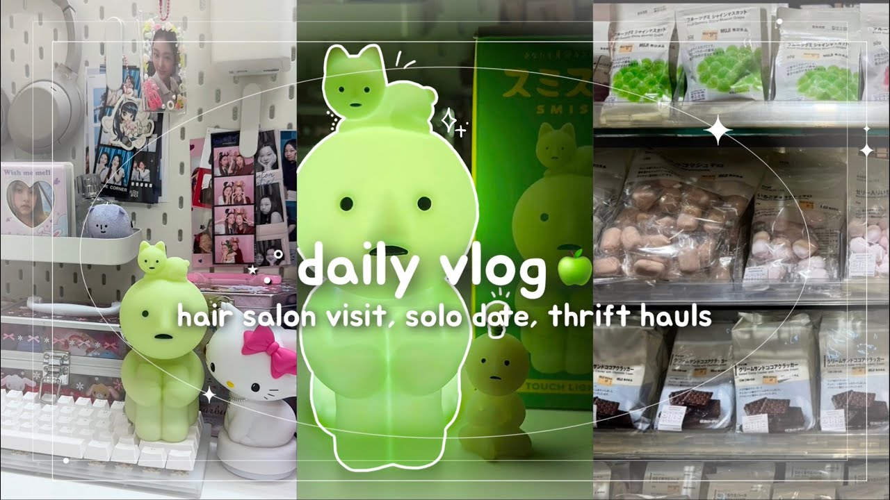 daily vlog ★: hair salon & mall visit, smiski lamp, thrift haul + more ! 日常ブログ🍏