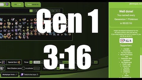 Typing Every Generation 1 Pokemon From Memory (3:16) (PB)