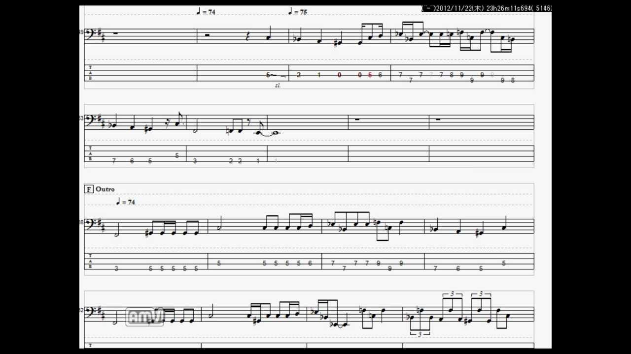 東京事変 落日 Just Can T Help It ベースtab譜 Youtube