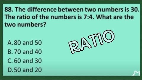 The difference between two numbers is 30. The RATIO of the numbers is 7:4. What are the two numbers?