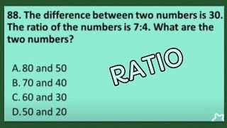 The difference between two numbers is 30. The RATIO of the numbers is 7:4. What are the two numbers