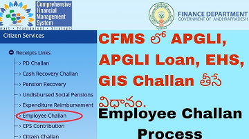 Employee Challan | GIS Challan in CFMS | APGLI Challan in CFMS | APGLI Loan Challan in CFMS