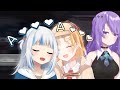 Gura & Amelia's PDA in HololiveJP server tour【Gawr Gura / Watson Amelia / Moona Hoshinova】