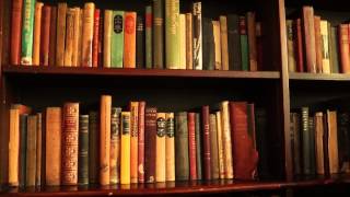 Bookshelf With Old Books. Free Stock Footage. Shot with Panasonic HDC-SD60. Hand-held. 1080i. Converted to AVI.