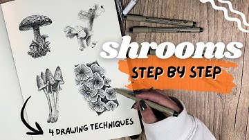 The easy way to draw mushrooms // Finishing sketches with ink pens