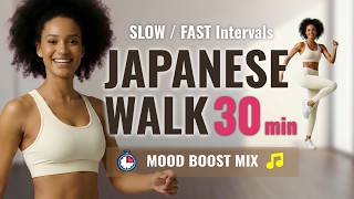 30 Min Japanese Walking Workout at Home | Music-Synced Interval Timer | Mood Boost Mix