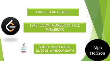 LeetCode 1248 | Count Number of Nice Subarrays | Arrays | Sliding Window | #leetcodedailychallenge
