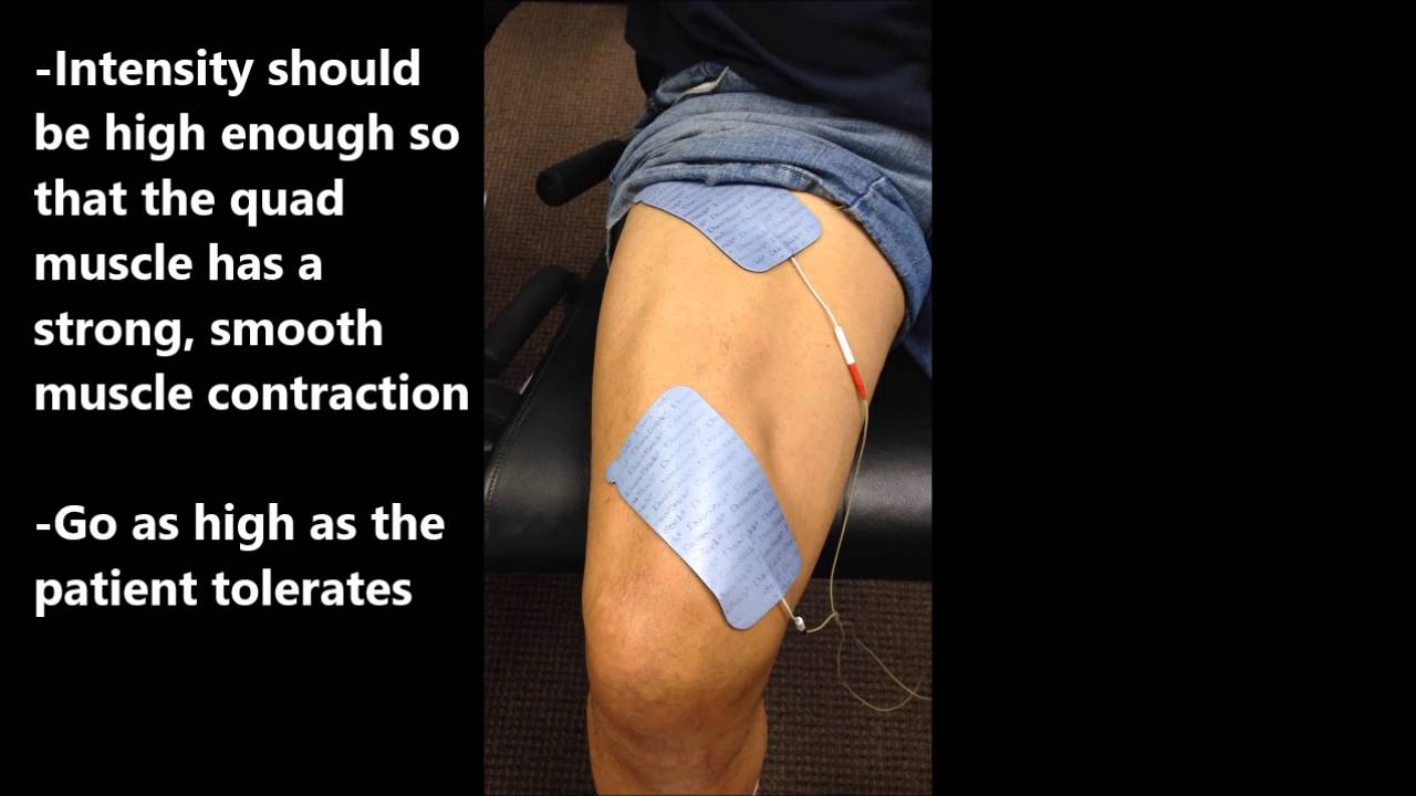 Neuromuscular electrical stimulation (EMS) of the quadriceps muscles