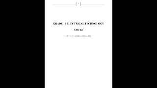 Grade 10 Electrical Technology Strand 3 Electrical Installation Notes