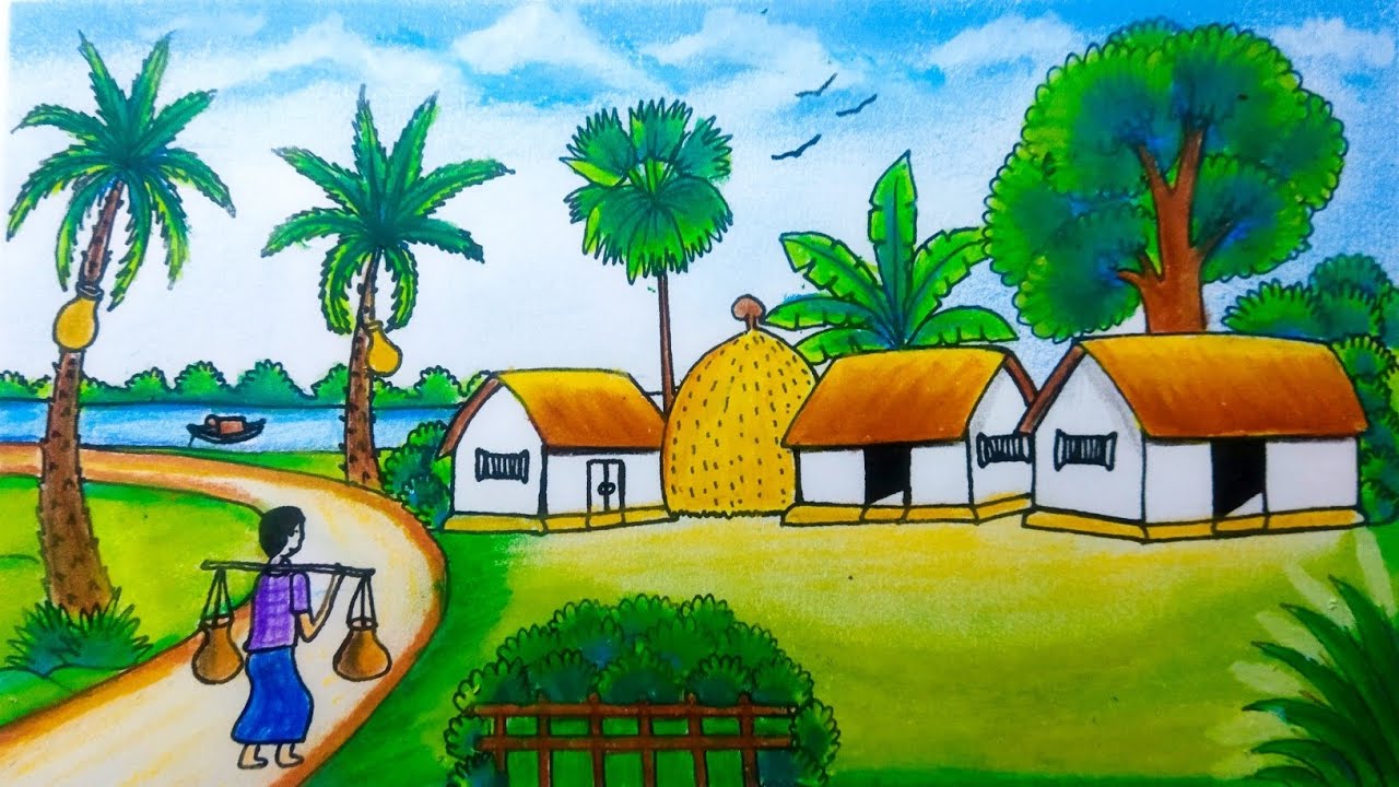 Winter season drawing||How to draw a beautiful winter season drawing step by step.