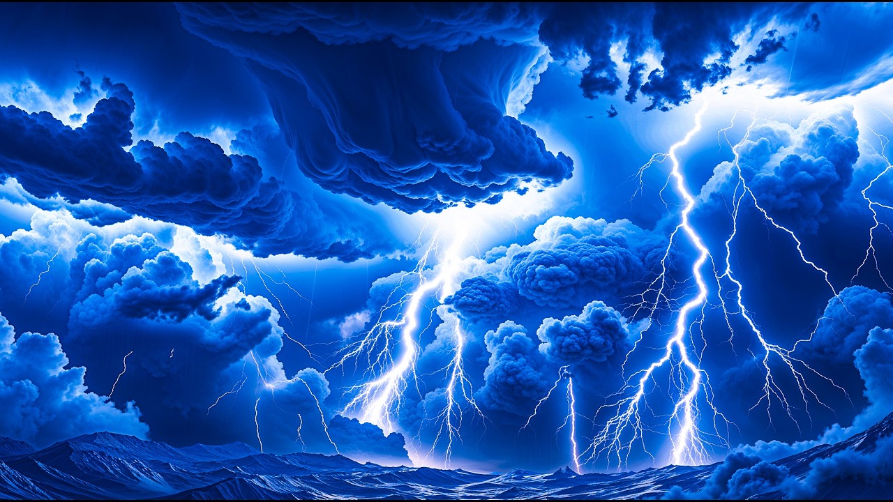 Сильная гроза ночью с проливным дождем и громом, молниями и ветром | Видео естественной бури №8