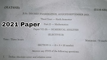 6sem maths 2021 question paper || degree 6th sem maths Numerical Analysis 2021 paper || #DegreeExams