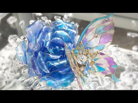 蝶とブルーローズのレジン Diy Flowers And Resin Wire Resin Art Project And Ideas Youtube