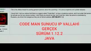 Code Man Gerçek Sunucu Ip Vallahi̇ Hemen Deneyi̇nnnnn Boralo