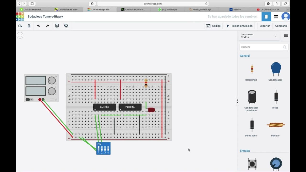 Compuerta lógica xnor en tinkercad YouTube
