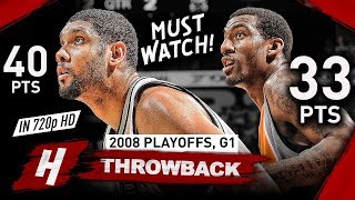 Tim Duncan vs Amar'e Stoudemire LEGENDARY Game 1 Duel Highlights 2008 Playoffs  CLUTCH Duncan!