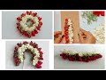 Easy method to string jasmine rose petal  bouquet leaves garlandbridal garlandrose garlandgajra