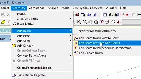 STAAD Add Beam from Point to Point, Between Mid Points, By Perpendicular Intersection, Curved Beams