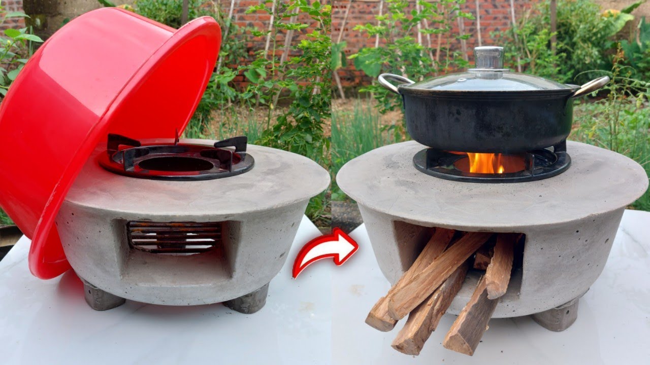 How To Cast a Cement Stove With a Plastic Pots is Both Easy and Save Firewood.