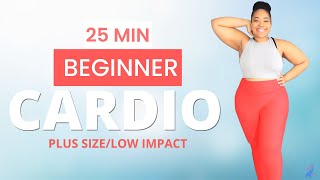 PLUS SIZE BEGINNER 25 MIN CARDIO WORKOUT AT HOME| Low Impact, No Equipment, No Jumping, No Repeat