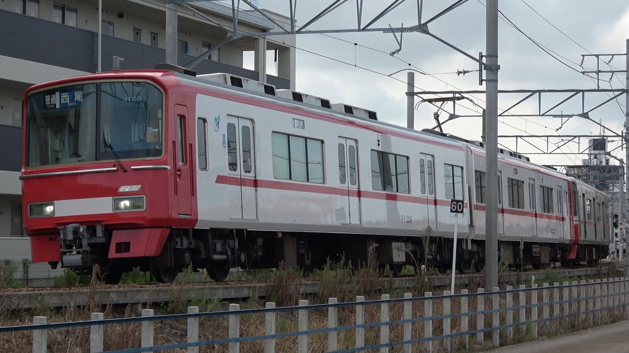 名鉄3100系新塗装+3150系 3123F+3157F (普通西尾行き) 新安城付近にて