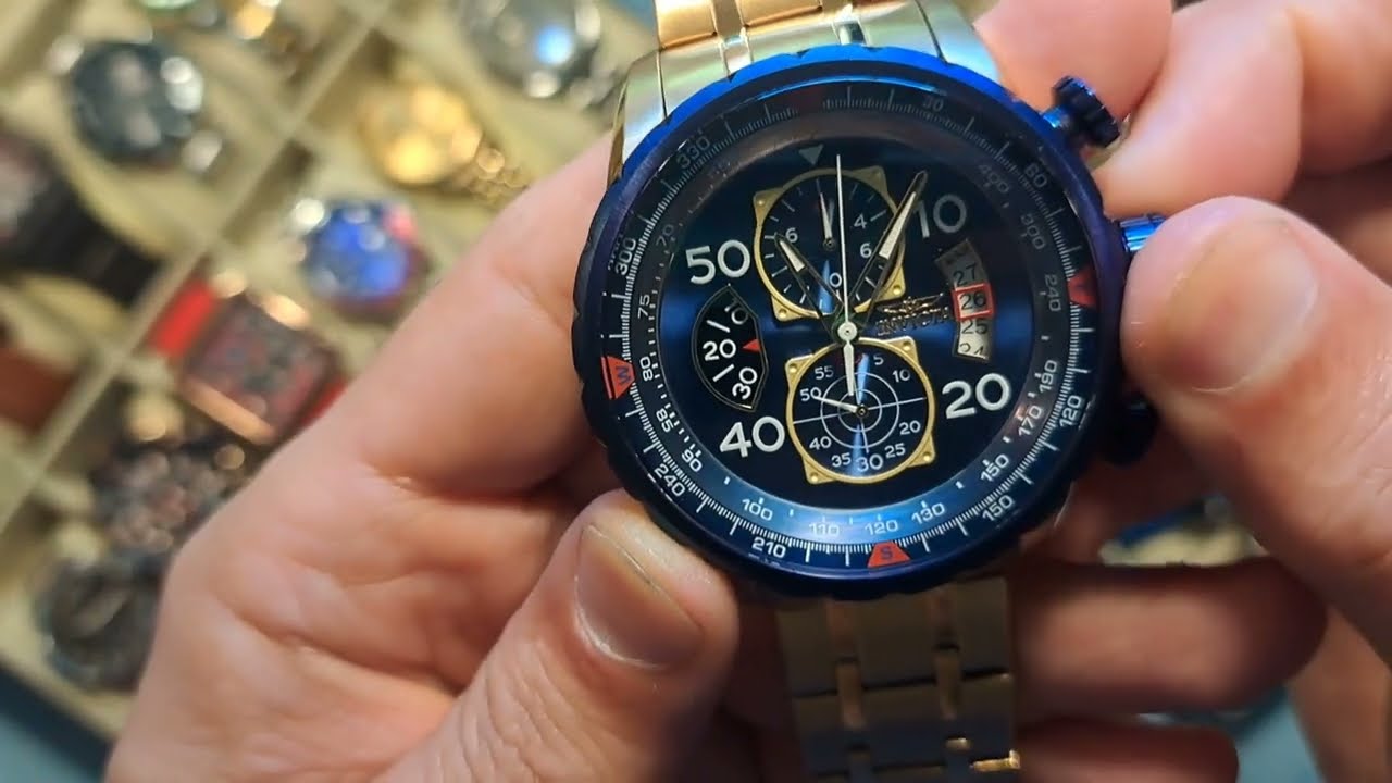 インビクタ 腕時計 クォーツ クロノグラフ ブルー AVIATOR 22804 