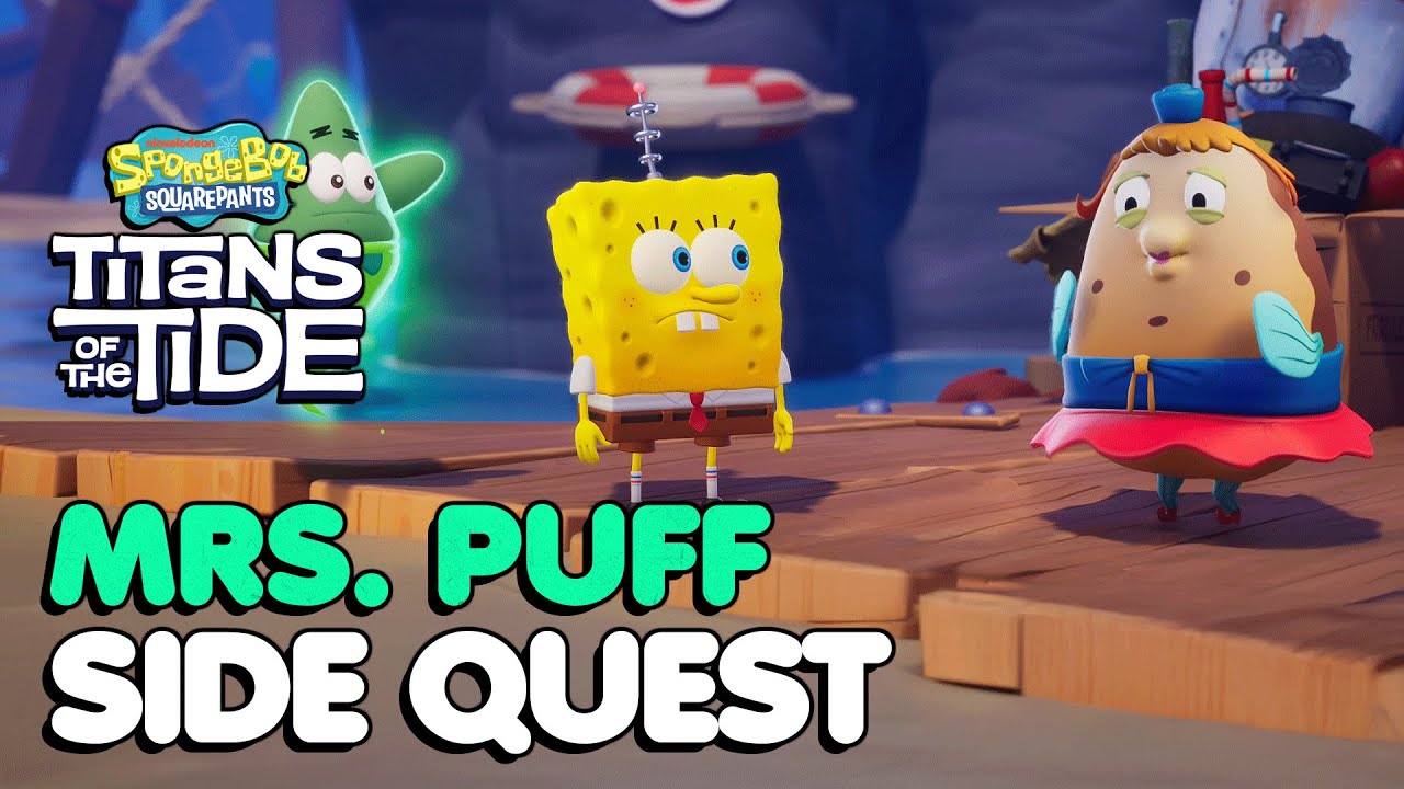 Ms. Puff Breaking Rocks SpongeBob SquarePants Titans of the Tide - Mrs. Puff Side Quest Guide ...