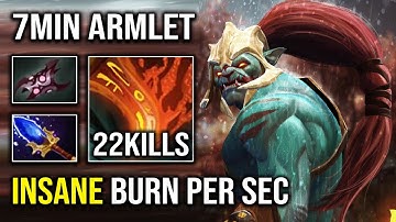 Nobody Can Gank Mid 7Min Armlet Insane Toggle EZ Solo Roshan 1v5 Burning DPS Dota 2
