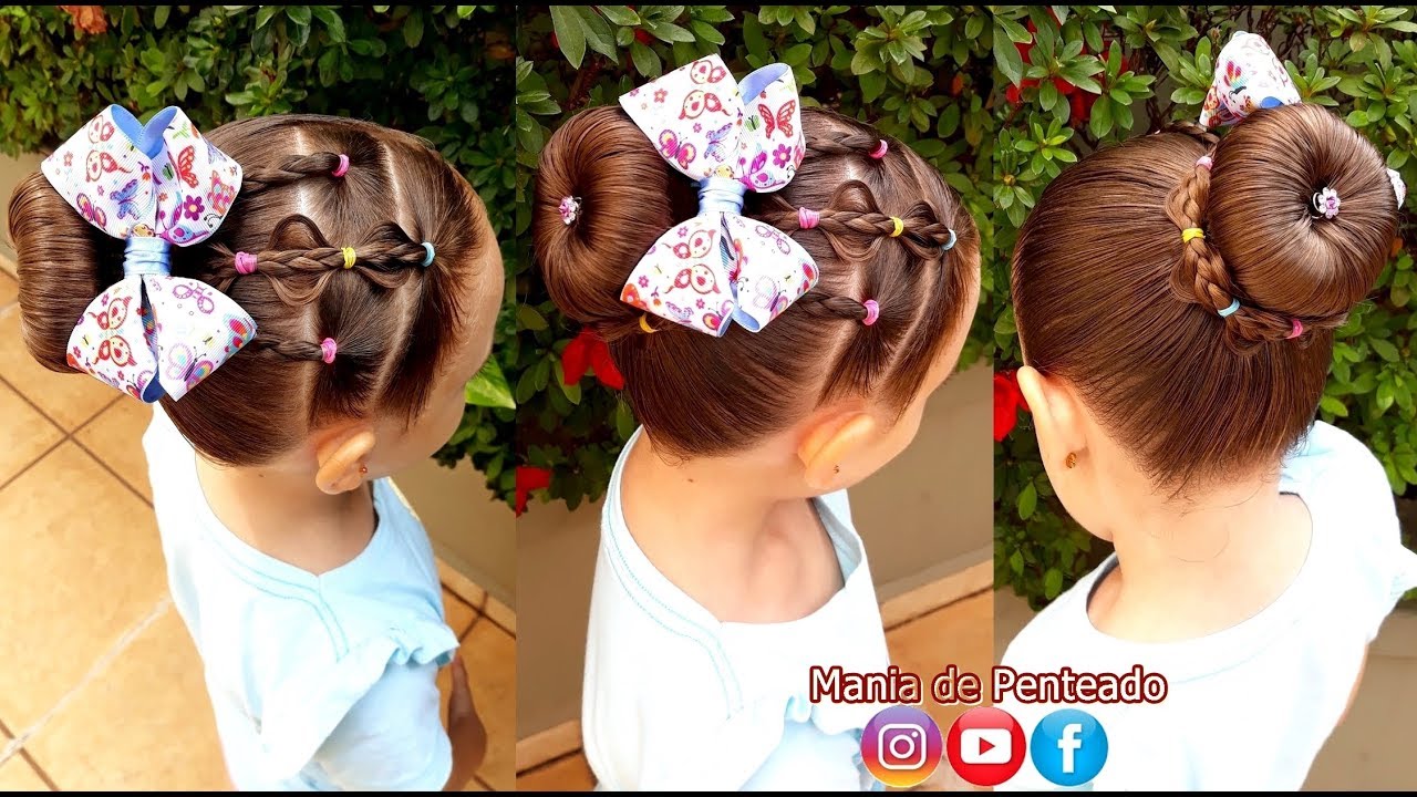 Penteado Infantil com ligas, tranças e coque | Goiânia Fashion