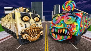 Jelly Candy Train vs. Popcorn Train in Indian Bikes Driving 3D screenshot 5